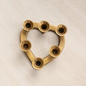 Brass Heart Candle Holder (for 6 Smaller Tapers) Heart Shaped Accent